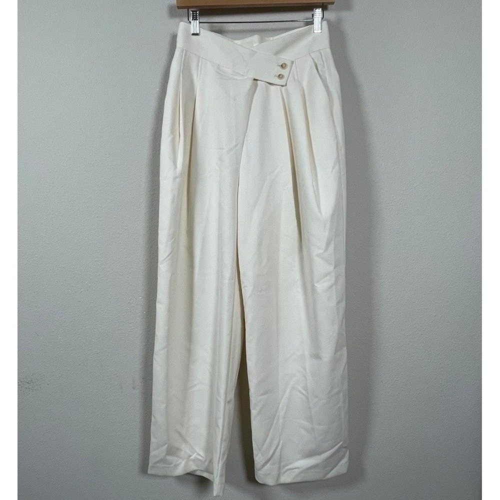 The Frankie Shop Eloise Wide Leg Trousers Womens S Cream High Rise Neutral Pants